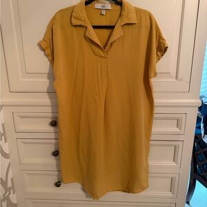 Thread + Supply Mustard Collared Shirt Dress